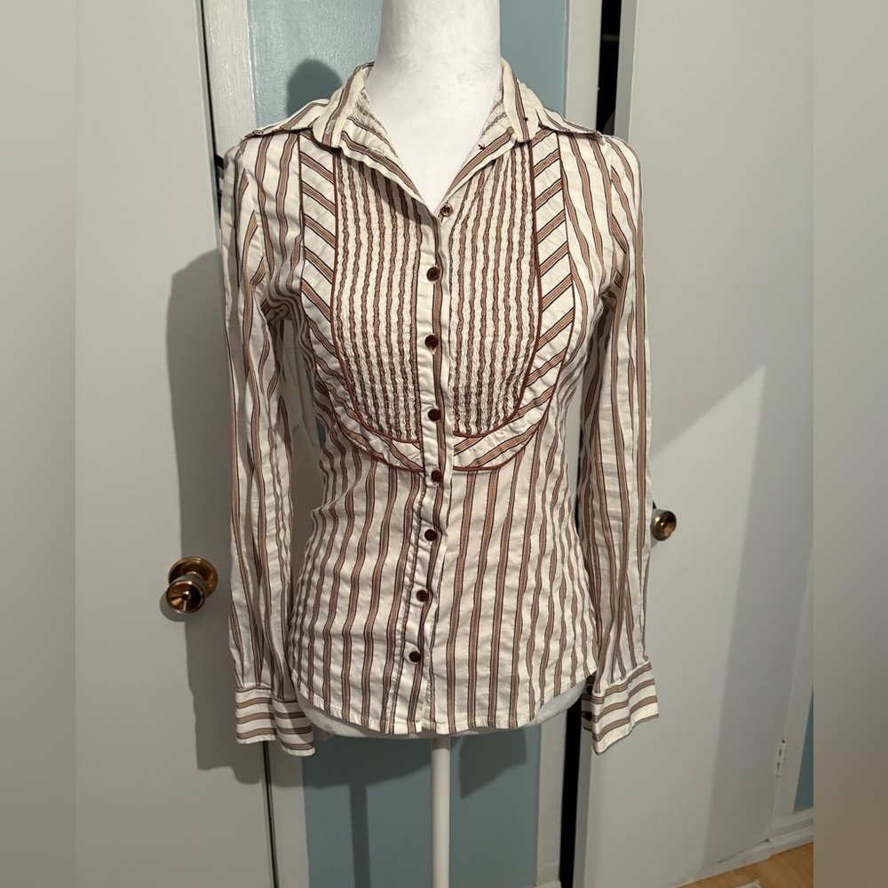 Zara Striped Button-Up Women's blouse in small, western style